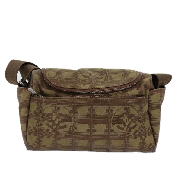 CHANEL New Travel Line Shoulder Bag Nylon Brown CC Auth th4868 - Picture 13 of 16